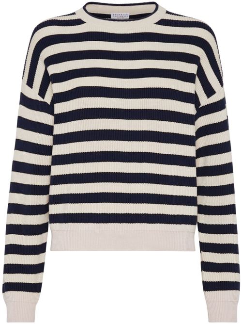 Striped cotton sweater with English rib Brunello Cucinelli | M19195710CQQ74